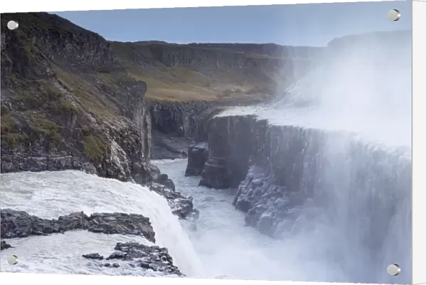 Gullfoss Waterfall (Golden Waterfall) in winter, Golden Circle tourism trail