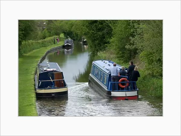Narrow boats cruising the Llangollen Canal, England, United Kingdom, Europe