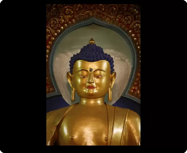 Buddha statue at Vajradhara-Ling temple, Aubry-le-Panthou, Orne, France, Europe