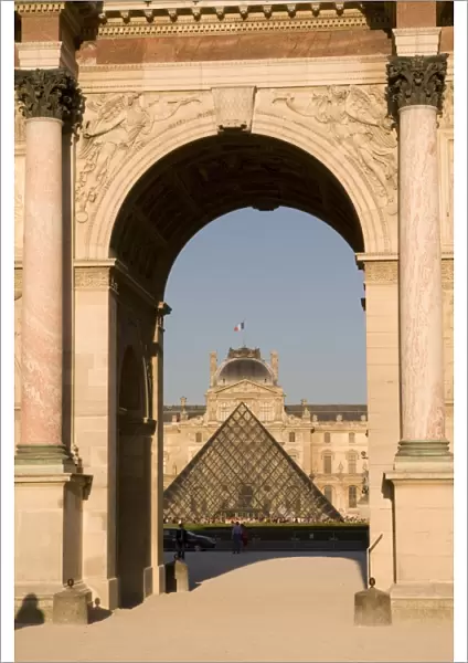 Musee du Louvre and Arc de Triomphe du Carrousel, Paris, France, Europe