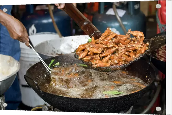 Fried chicken, Chatuchak weekend market, Bangkok, Thailand, Southeast Asia, Asia