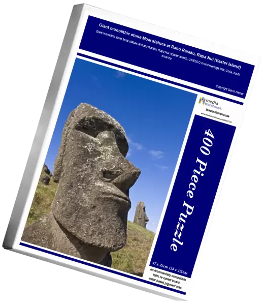 Giant monolithic stone Moai statues at Rano Raraku, Rapa Nui (Easter Island)