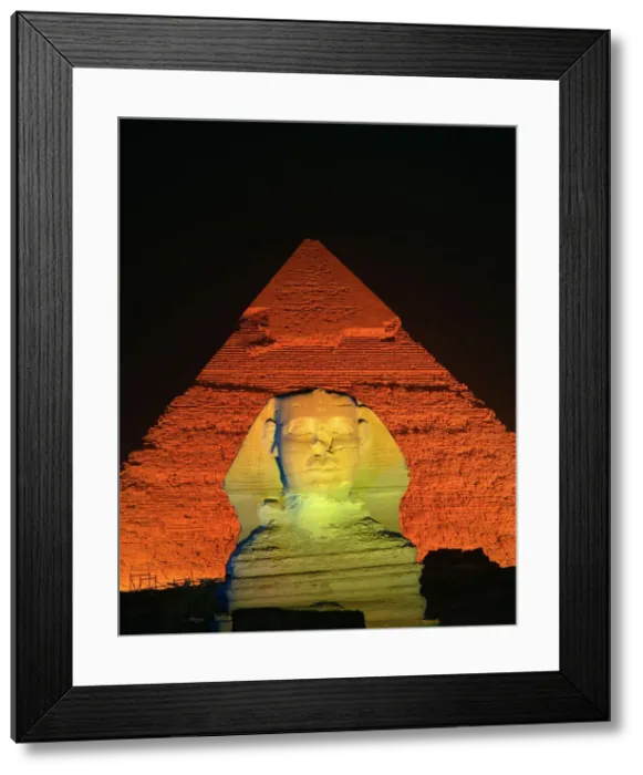 Framed Print : Egyptian Nighttime Print of the Sphinx and Pyramid Framed Print : Egyptian Nighttime Print of the Sphinx and Pyramid