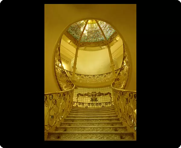 Staircase, Society of Authors, Longoria Palace, Madrid, Spain, Europe