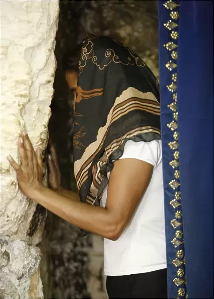Woman praying in Elijahs Cave Synagogue in Haifa, Israel, Middle East