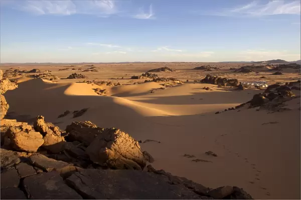A tented camp in the Akakus Fezzan desert, Libya, North Africa, Africa