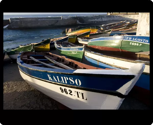 Wooden boats at the beach, Ponta do Sol, Santo Antao, Cape Verde, Africa