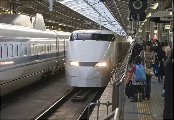 Shinkansen (Bullet) train at Shin-Osaka station, Kyushu, Japan, Asia