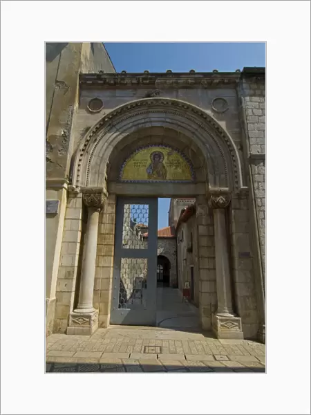 Entrance to the 6th century Euphrasian Basilica, UNESCO World Heritage Site, Porec, Istria, Croatia