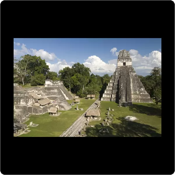Temple No. 1 (Jaguar Temple) with North Acropolis on the left, Tikal, UNESCO World Heritage Site