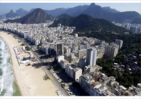 View of Copacabana from a helicopter, Rio de Janeiro, Brazil, South America