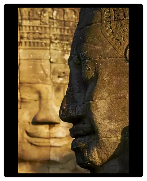 Detail of sculpture, Bayon temple, dating from the 13th century, Angkor