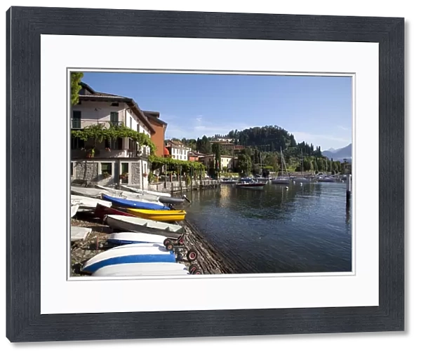 Boat harbour and lake, Bellagio, Lake Como, Lombardy, Italian Lakes, Italy, Europe
