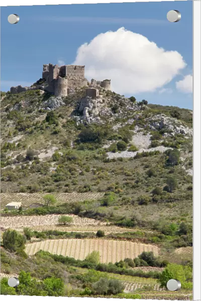 The Cathar castle of Aguilar in Languedoc-Roussillon, France, Europe