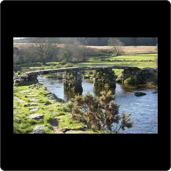 Clapper bridge at Postbridge, Dartmoor National Park, Devon, England, United Kingdom, Europe
