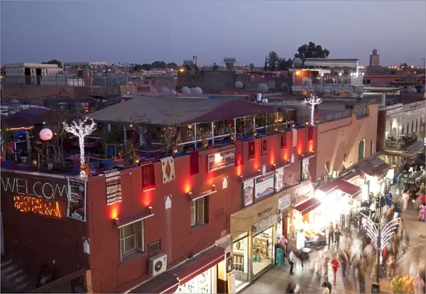 Busy street at dusk, Marrakesh, Morocco, North Africa, Africa