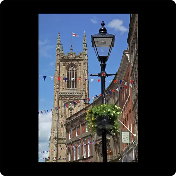 Cathedral and lamp post, Derby, Derbyshire, England, United Kingdom, Europe