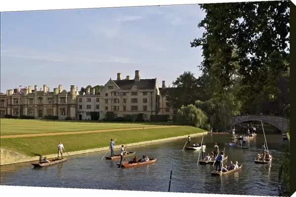 Punting on The Backs, River Cam, Clare College, Cambridge, Cambridgeshire, England, United Kingdom, Europe