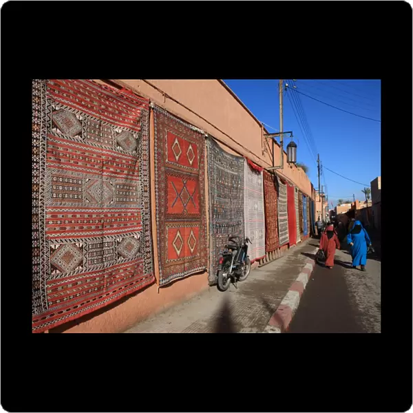 Carpets for sale in the street, Marrakech, Morocco, North Africa, Africa