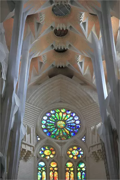 Interior of Sagrada Familia Temple, Barcelona, Catalunya, Spain, Europe