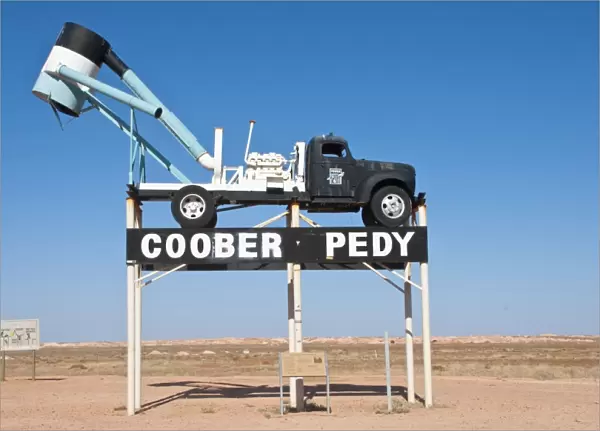 Mininig truck on stilts as sight in Coober Pedy, South Australia, Australia, Pacific