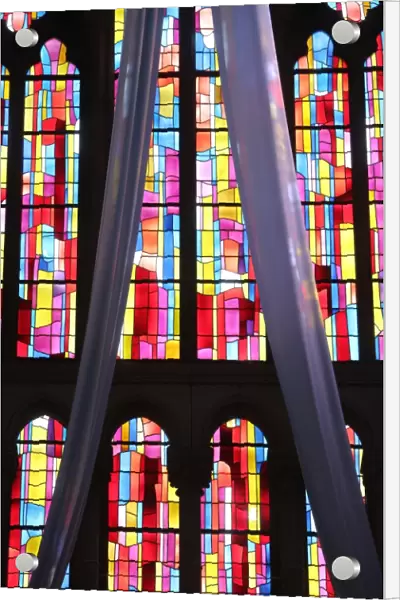 Stained glass windows, Church of Notre-Dame du Perpetuel Secours, Paris, France, Europe