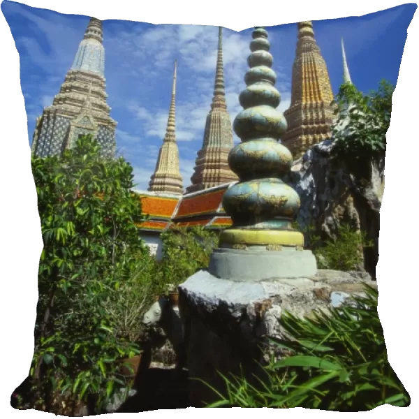 Stupas at the Temple of the Reclining Buddha, Bangkok, Thailand