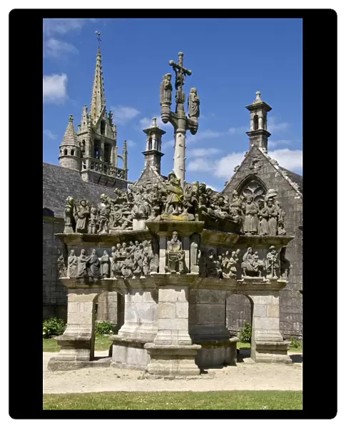 Calvary dating from between 1581 and 1588, Passion of Christ, Guimiliau parish enclosure, Finistere, Brittany, France, Europe