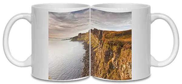 Basaltic cliffs facing onto Rsay Sound, east coast of Skye, Trotternish, Isle of Skye, Inner Hebrides, Scotland, United Kingdom, Europe