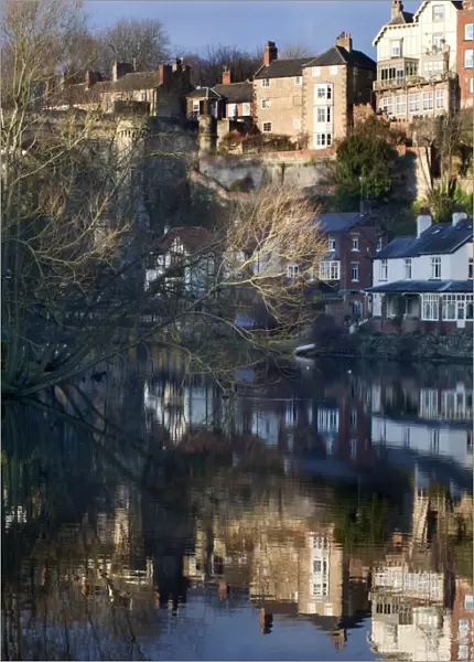 Winter reflections at Knaresborough, North Yorkshire, Yorkshire, England, United Kingdom, Europe