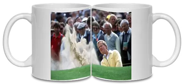 Jack Nicklaus plays out of the sand during the 1988 Open