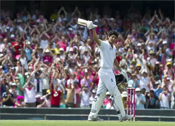 Alastair Cook celebrates his century at the SCG during the 2010  /  11 Ashes