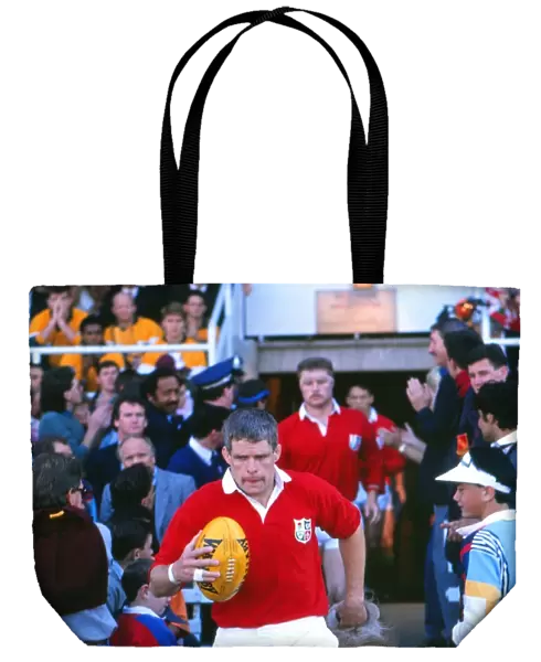 Finlay Calder leads out the British Lions for the 2nd Test against Australia in 1989