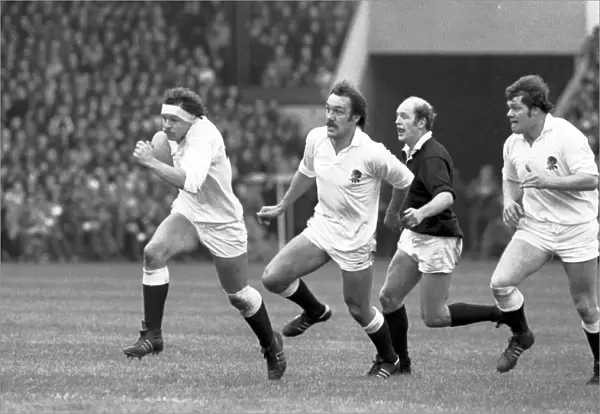 England captain Bill Beaumont on the charge against Scotland - 1980 Five Nations