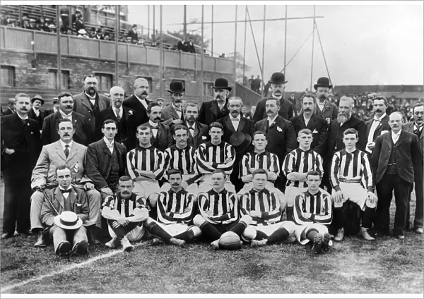 The West Bromwich Albion team with club and Football League officials on the day The Hawthorns was opened