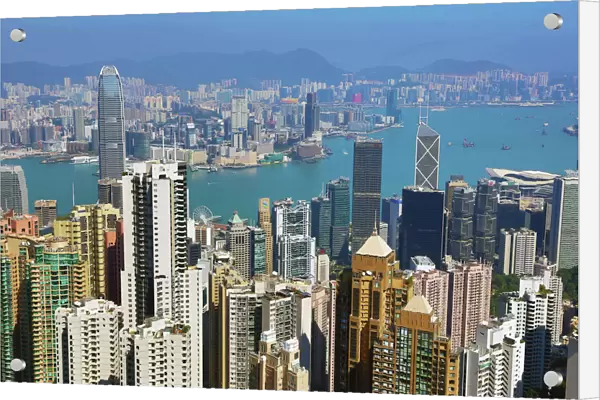 Hong Kong city skyline and Victoria Harbour in Hong Kong, China