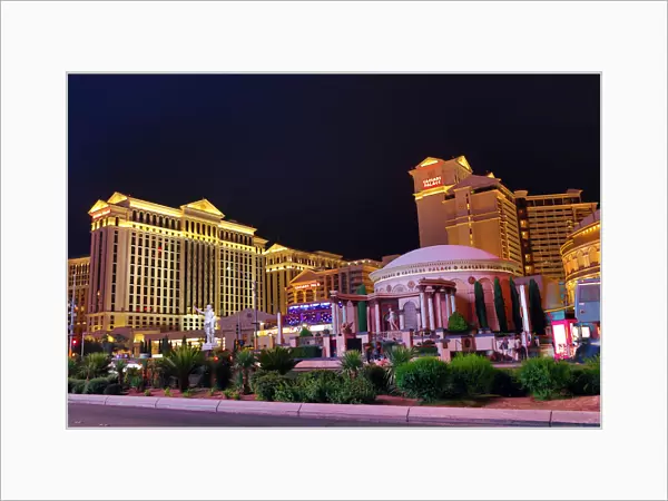 Caesars Palace Hotel and Casino at night, Las Vegas, Nevada, America