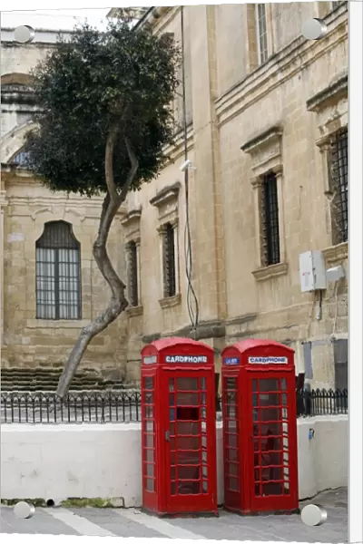 Red telephone boxes in Valletta, Malta