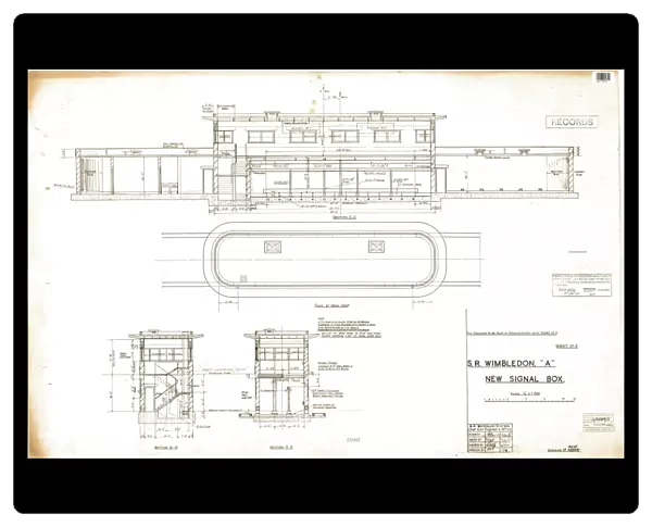 Wimbledon A New Signal Box - plan and sections [1948]