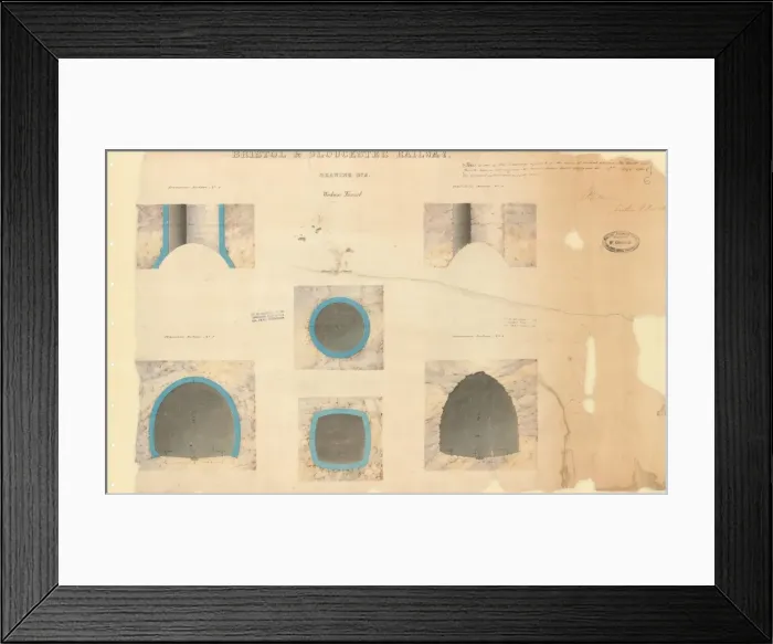 Framed Print : Bristol and Gloucester Railway Print - Wickwar Tunnel Transverse Sections 1841 Framed Print : Bristol and Gloucester Railway Print - Wickwar Tunnel Transverse Sections 1841