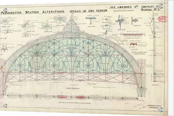 Paddington Station. Great Western Railway. Alterations - Details of End Screen
