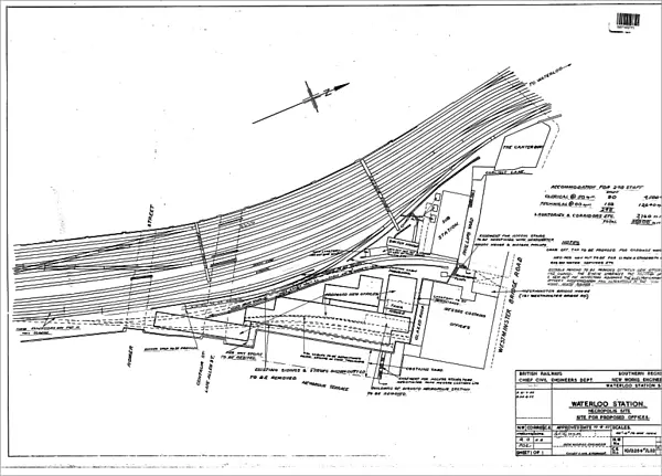 Waterloo Station, Necropolis Site - Plan of Site for proposed offices [1955]