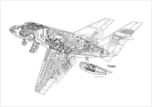 Hawker Siddeley HS125-400 Cutaway Drawing