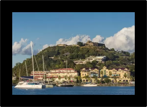 French West Indies, St-Martin, Marigot, harbor view with Fort Louis