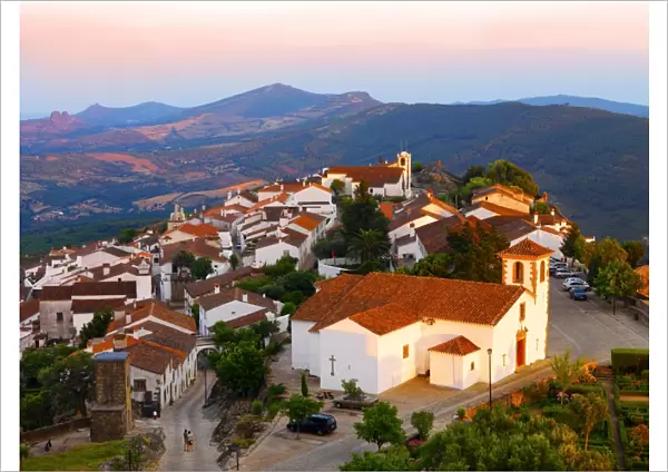 Portugal, Alentejo, Marvao, Medieval village at dusk