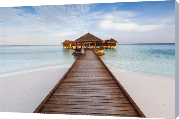 Wooden pier in a tropical island, Maldives