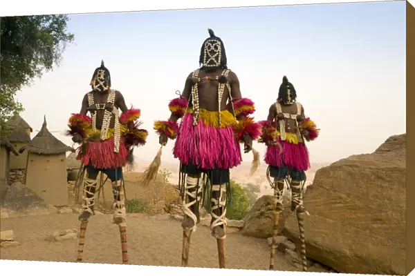 Masked Ceremonial Dogon Dancers, Sangha, Dogon Country, Mali
