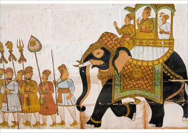 Wall paintings on the entrance to Rohet Garh residence