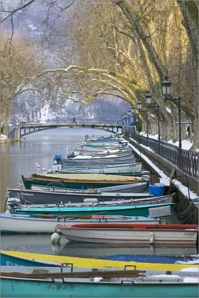 Boats along Canal du Vasse, Annecy, Haute-Savoie, France