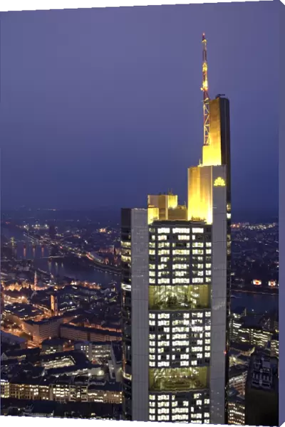 Commerzbank Building from Helaba Building, Frankfurt, Hessen, Germany